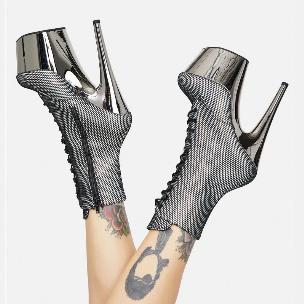 Pleaser Up And Up Lace Up Ankle Boots Size 5